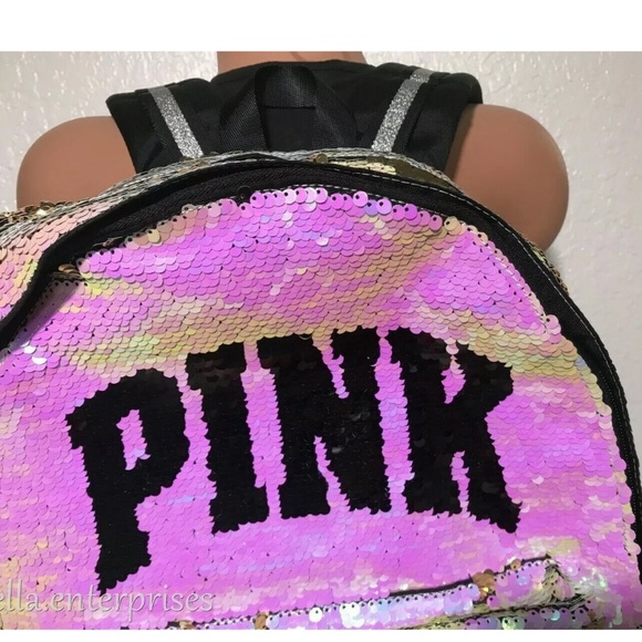 VS Pink Iridescent Flip Bling Campus Backpack main image 7